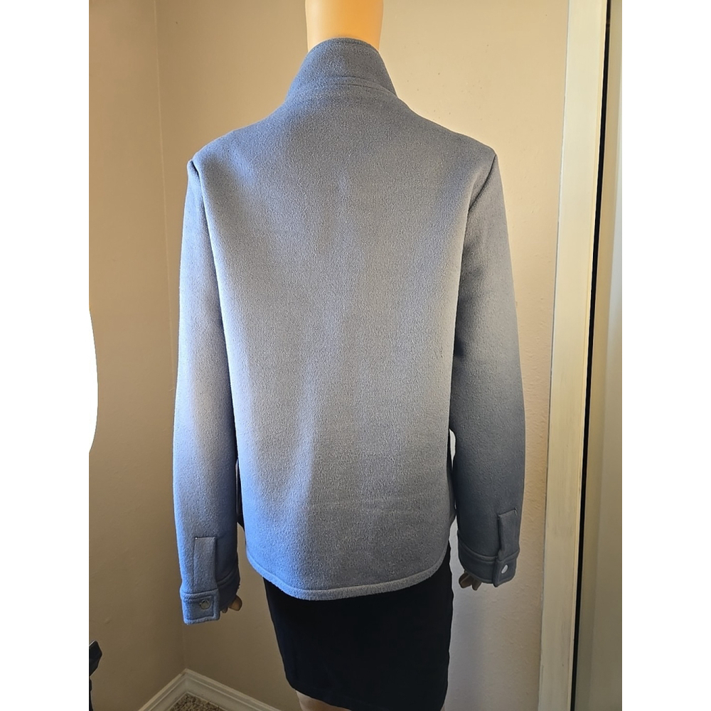 Joie Women's Light Blue Woold Blend Full Zip Flap Pocket Hip Length Coat Large - Picture 6 of 9